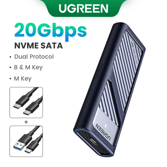20Gbps Nvme SSD Case SSD Enclosure M.2 to USB3.2 Gen2X2 SSD Adapter for M.2 NVME PCIE Built-In Cooling Vest Aluminum Case
