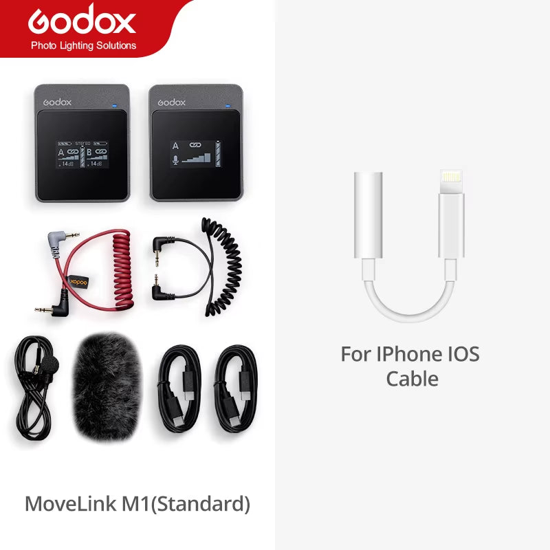 Movelink M1 M2 2.4Ghz Wireless Lavalier Microphone for DSLR Cameras Camcorders Smartphones, and Tablets for Youtube