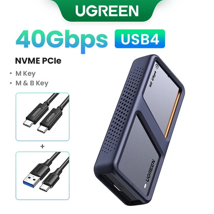 20Gbps Nvme SSD Case SSD Enclosure M.2 to USB3.2 Gen2X2 SSD Adapter for M.2 NVME PCIE Built-In Cooling Vest Aluminum Case