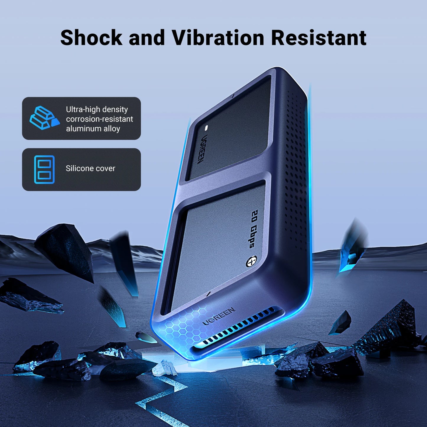 20Gbps Nvme SSD Case SSD Enclosure M.2 to USB3.2 Gen2X2 SSD Adapter for M.2 NVME PCIE Built-In Cooling Vest Aluminum Case