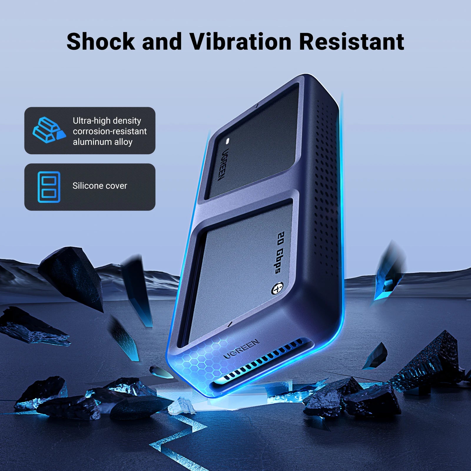 20Gbps Nvme SSD Case SSD Enclosure M.2 to USB3.2 Gen2X2 SSD Adapter for M.2 NVME PCIE Built-In Cooling Vest Aluminum Case