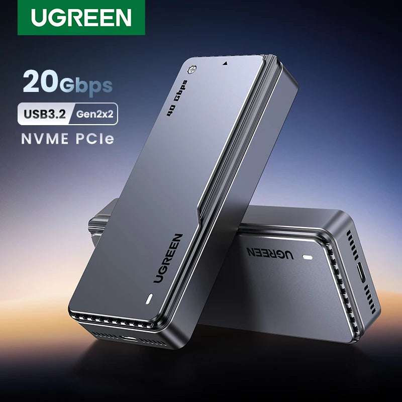 20Gbps Nvme SSD Case SSD Enclosure M.2 to USB3.2 Gen2X2 SSD Adapter for M.2 NVME PCIE Built-In Cooling Vest Aluminum Case