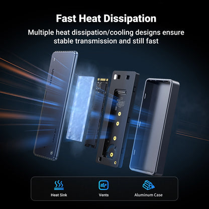 20Gbps Nvme SSD Case SSD Enclosure M.2 to USB3.2 Gen2X2 SSD Adapter for M.2 NVME PCIE Built-In Cooling Vest Aluminum Case