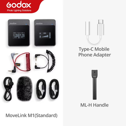 Movelink M1 M2 2.4Ghz Wireless Lavalier Microphone for DSLR Cameras Camcorders Smartphones, and Tablets for Youtube