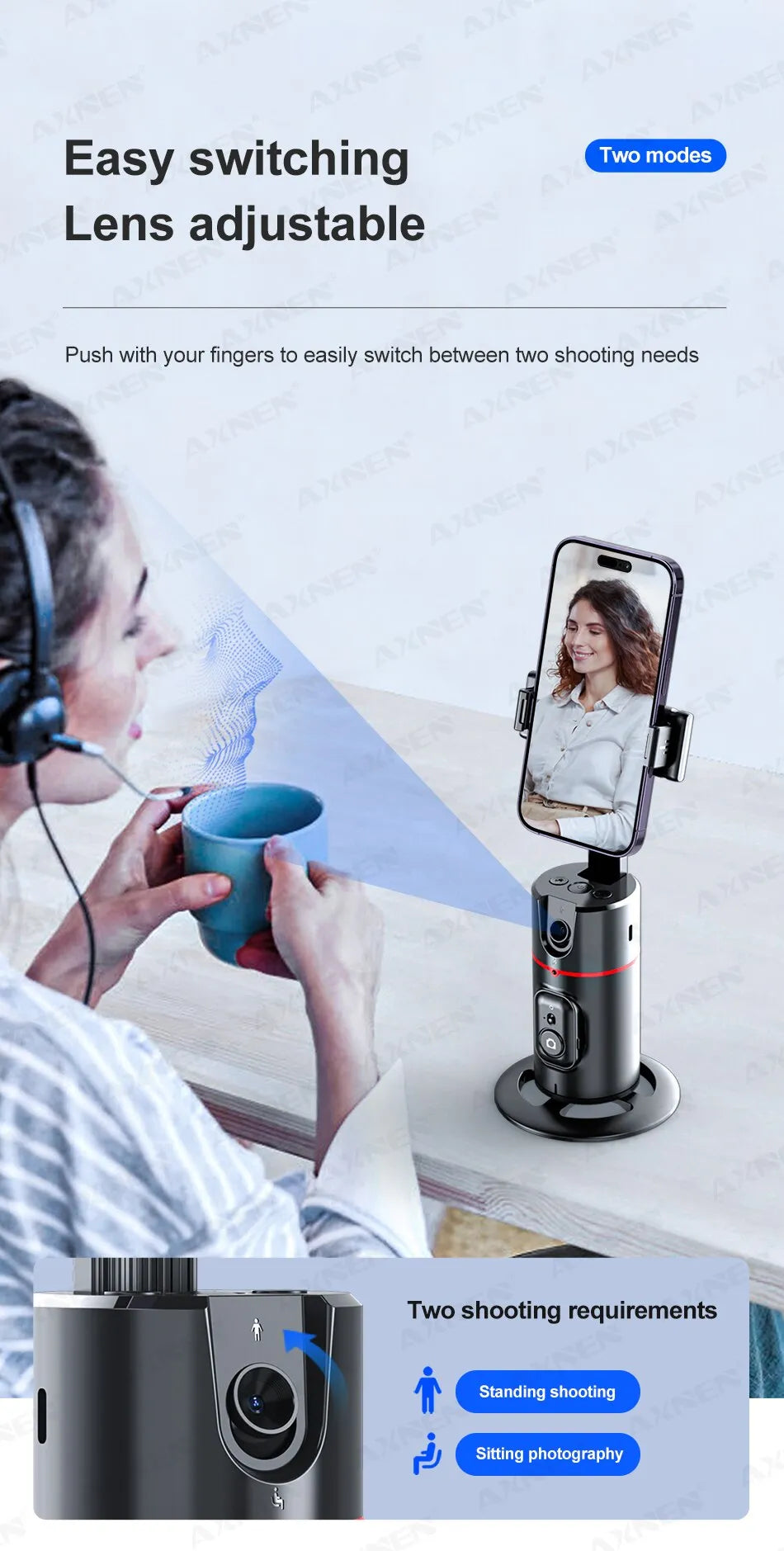 Gimbal Estabilizador Axnen Multifuncional Con Control Remoto 360°